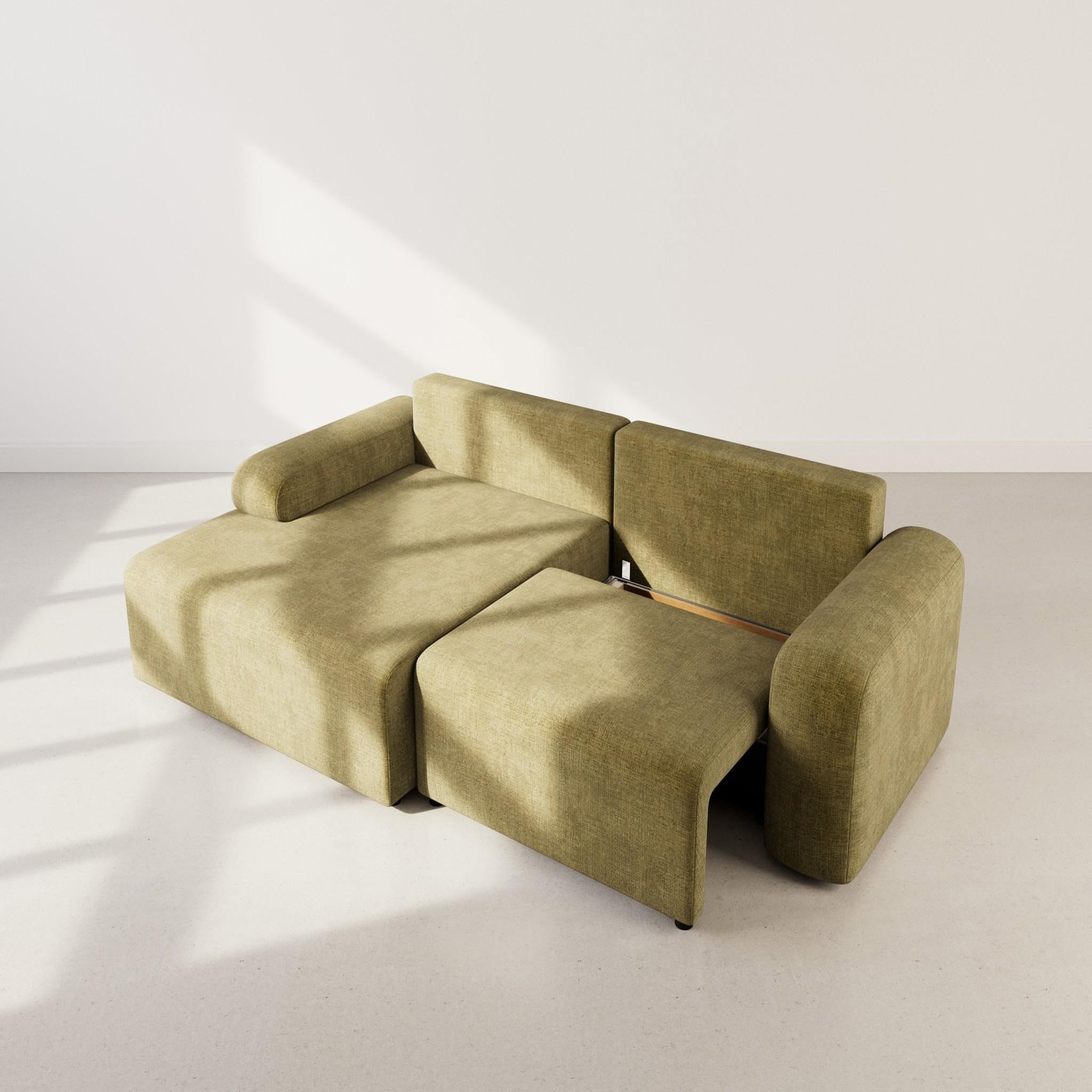 Voir la diapositive 3 : BEST MOBILIER Rebecca - canapé d'angle gauche 4 places convertible avec coffre en velours texturé