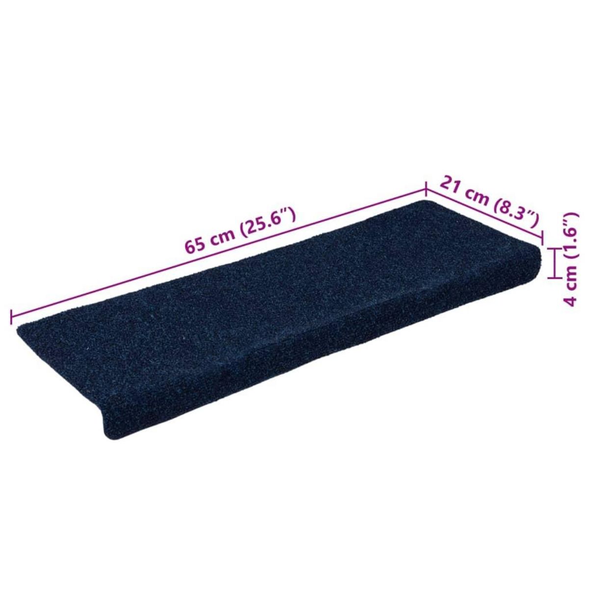 VIDAXL Tapis d'escalier 15 pcs Tissu aiguillete 65x21x4 cm Bleu
