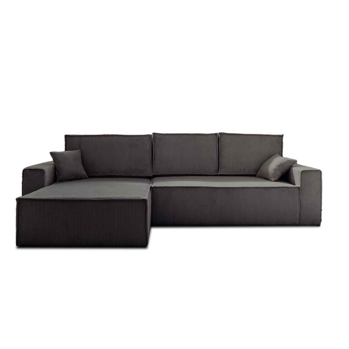 BEST MOBILIER Dellia - canapé d'angle réversible convertible - avec coffre - en velours côtelé - 4 places