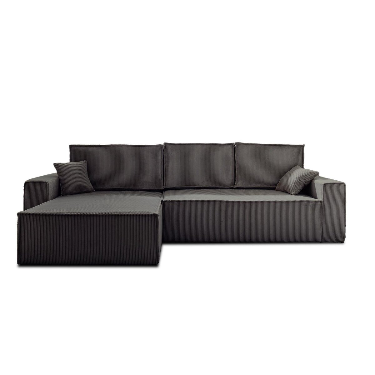 BEST MOBILIER Dellia - canapé d'angle réversible convertible - avec coffre - en velours côtelé - 4 places