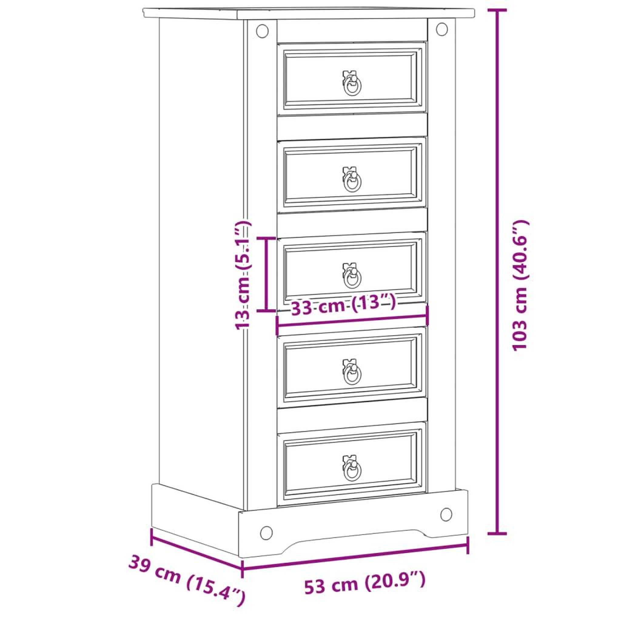 Voir la diapositive 6 : VIDAXL Table de chevet  53x39x103 cm bois de pin massif