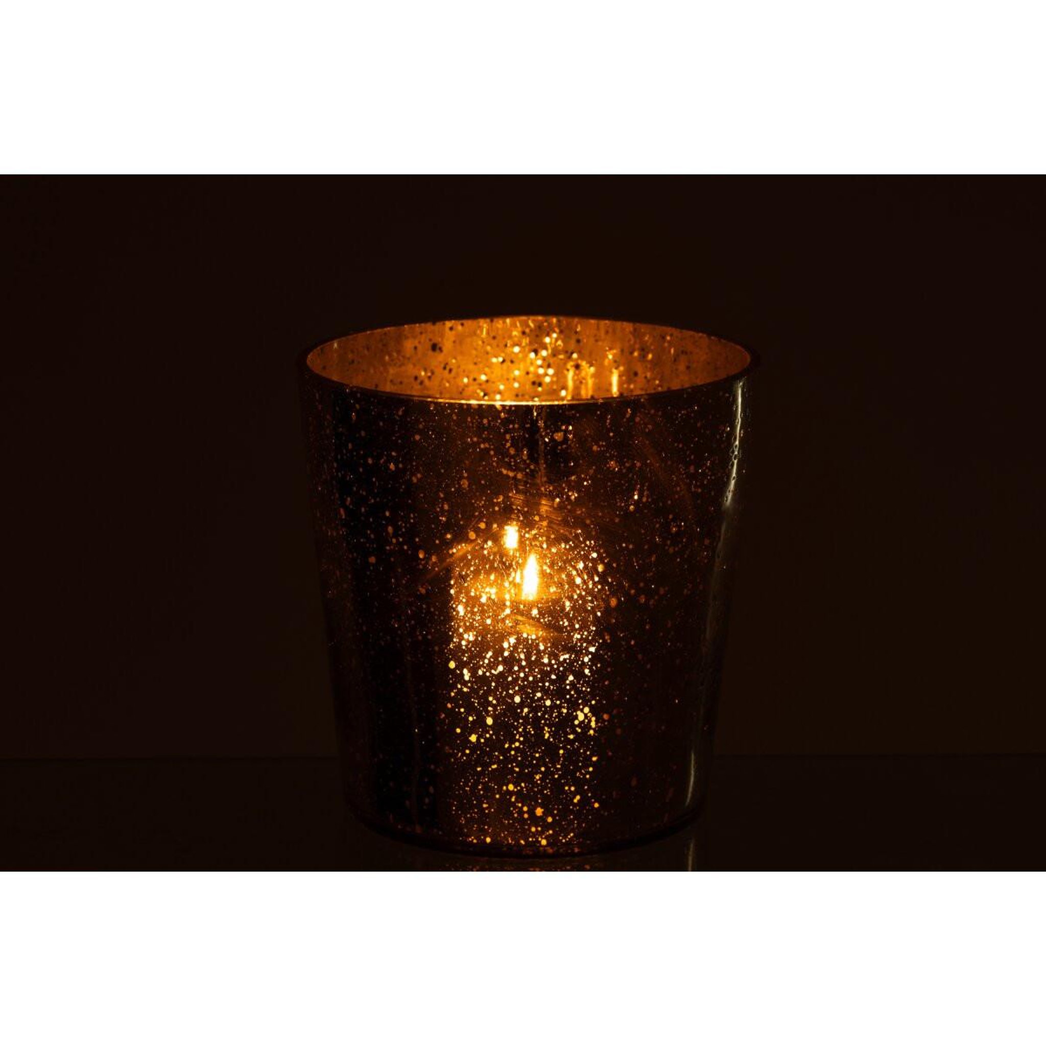 Voir la diapositive 5 : J-LINE Photophore design en verre  ember  22cm argent