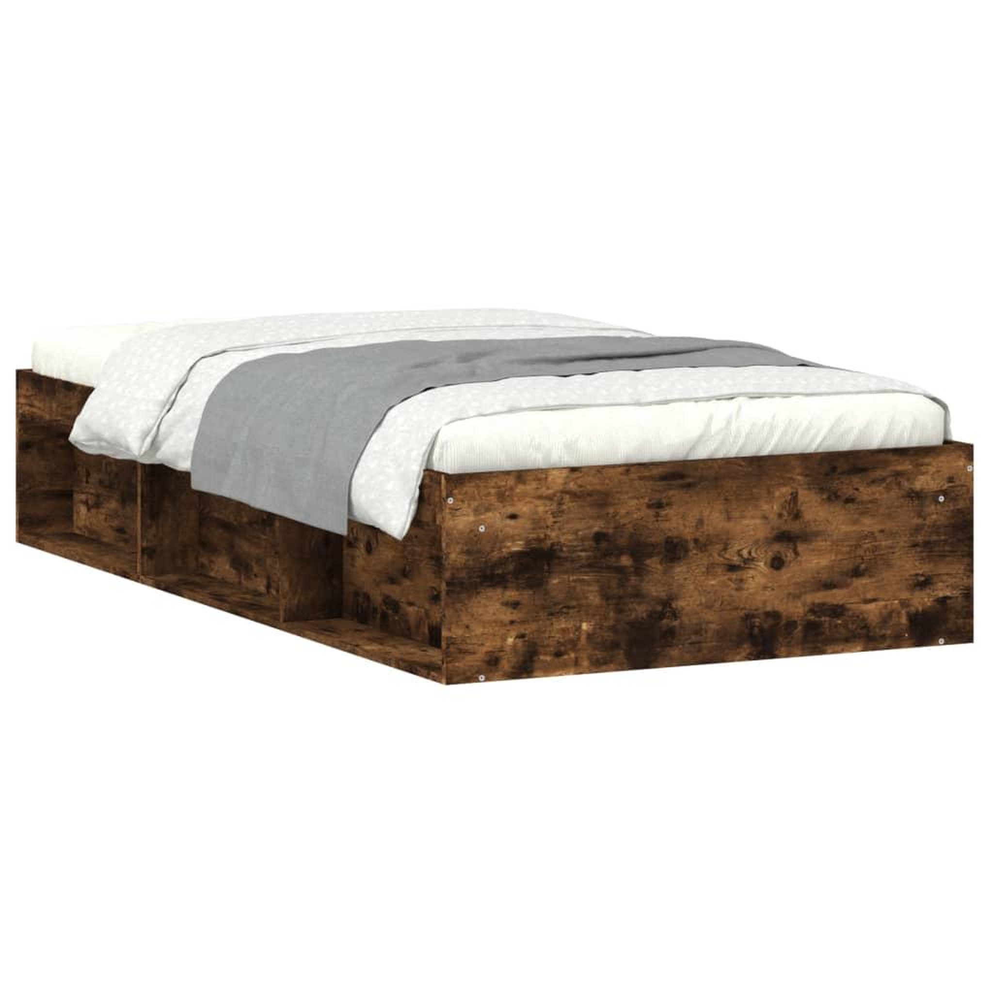 Voir la diapositive 2 : VIDAXL Cadre de lit sans matelas chene fume 90x200 cm