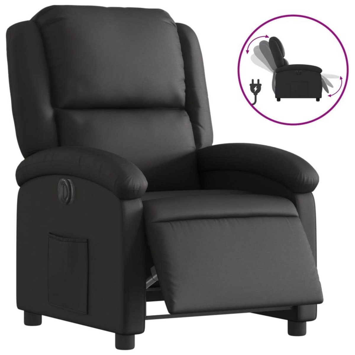VIDAXL Fauteuil inclinable electrique noir cuir veritable