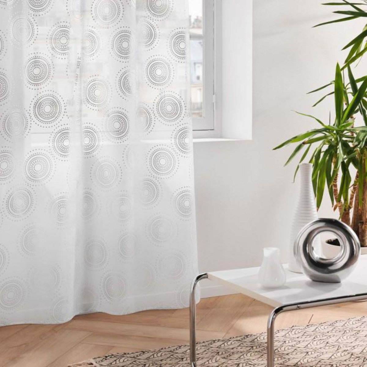 Paris Prix Rideau Voilage à Œillets  Lison  140x240cm Argent