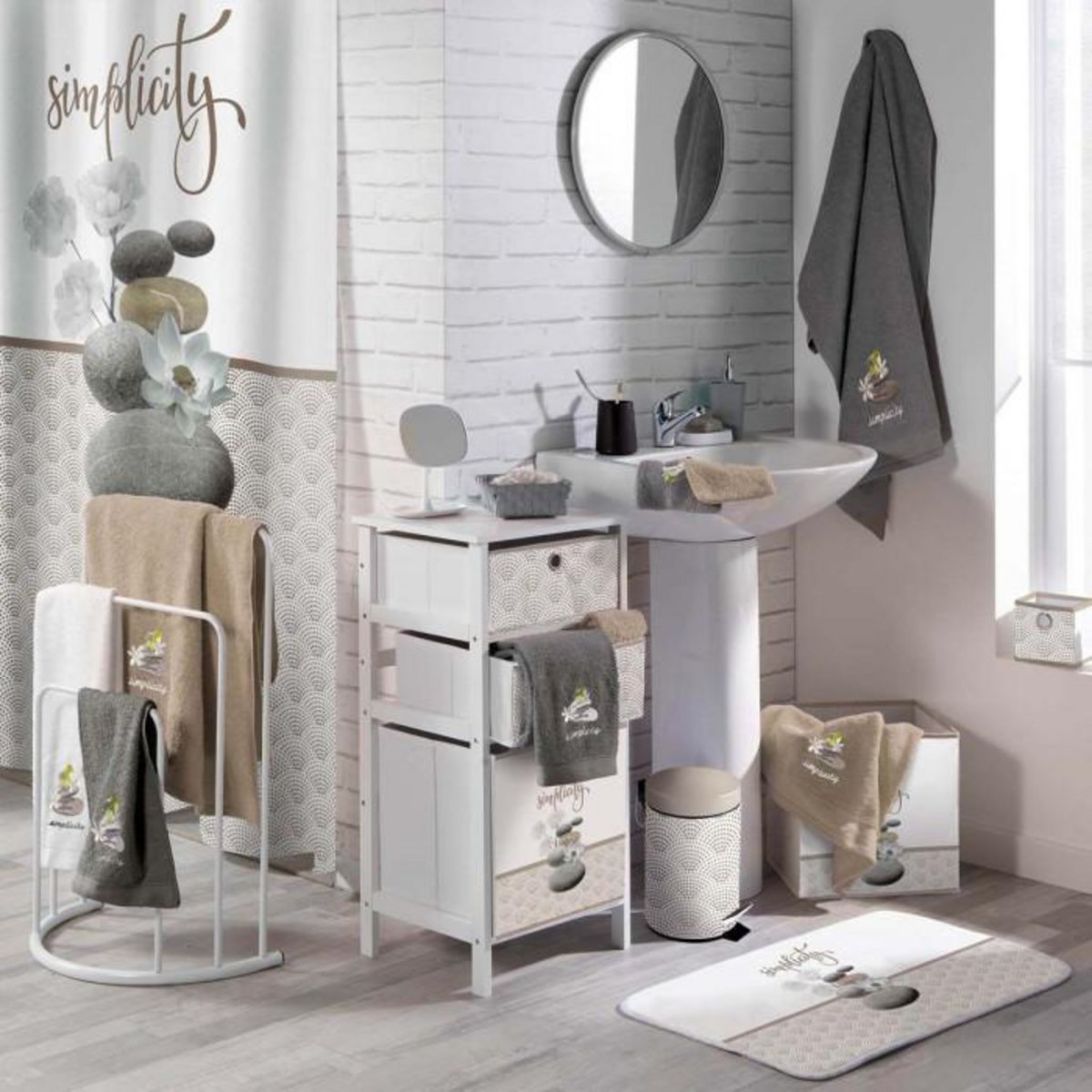 Paris Prix Distributeur de Savon Design  Minéral  14cm Gris