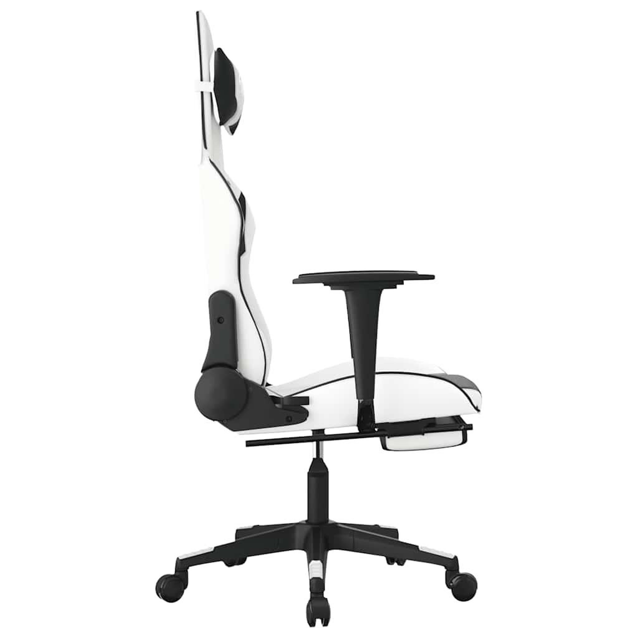 Voir la diapositive 5 : VIDAXL Chaise de jeu de massage avec repose-pied Blanc noir Similicuir