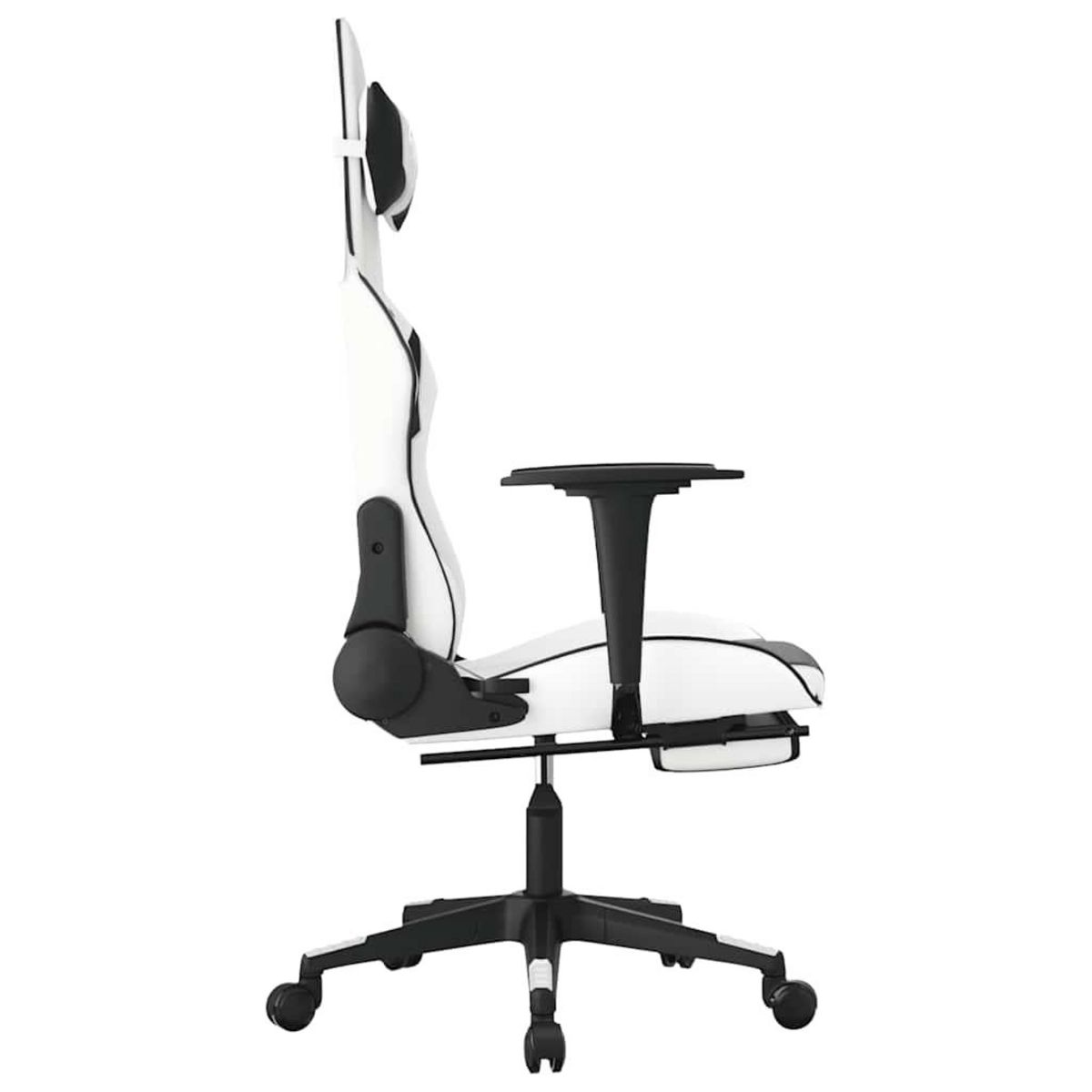 VIDAXL Chaise de jeu de massage avec repose-pied Blanc noir Similicuir