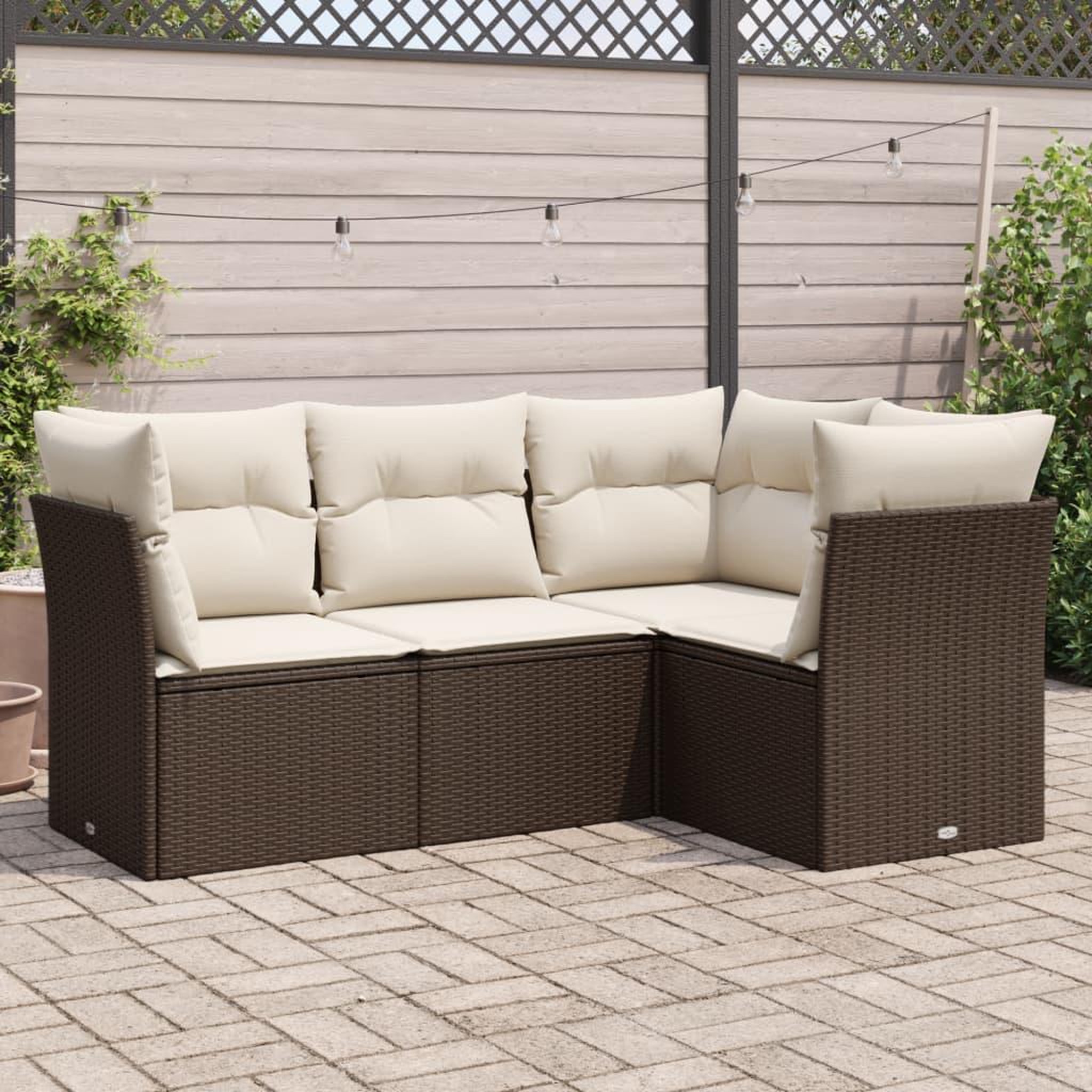 VIDAXL Salon de jardin 4 pcs avec coussins marron resine tressee