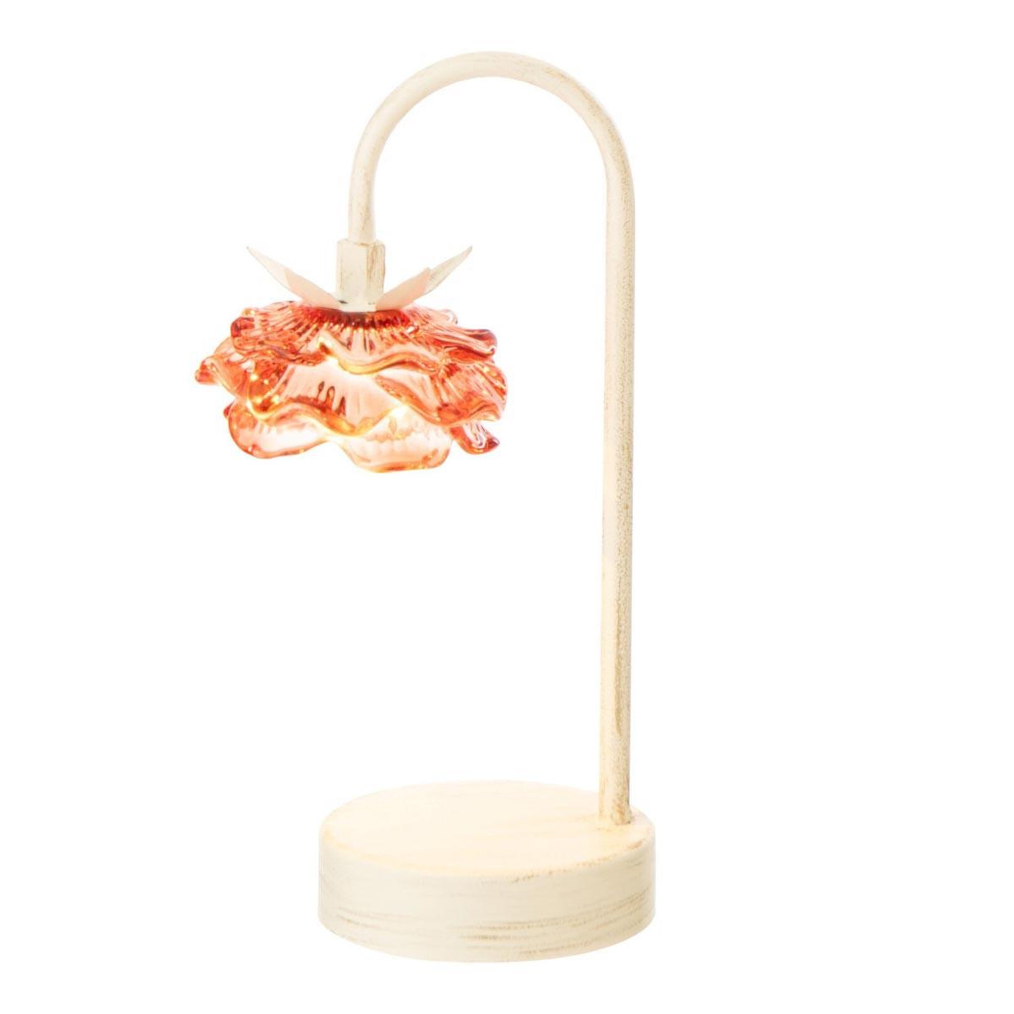 Voir la diapositive 2 : J-LINE Lampe à poser led fleur  fiore  36cm orange