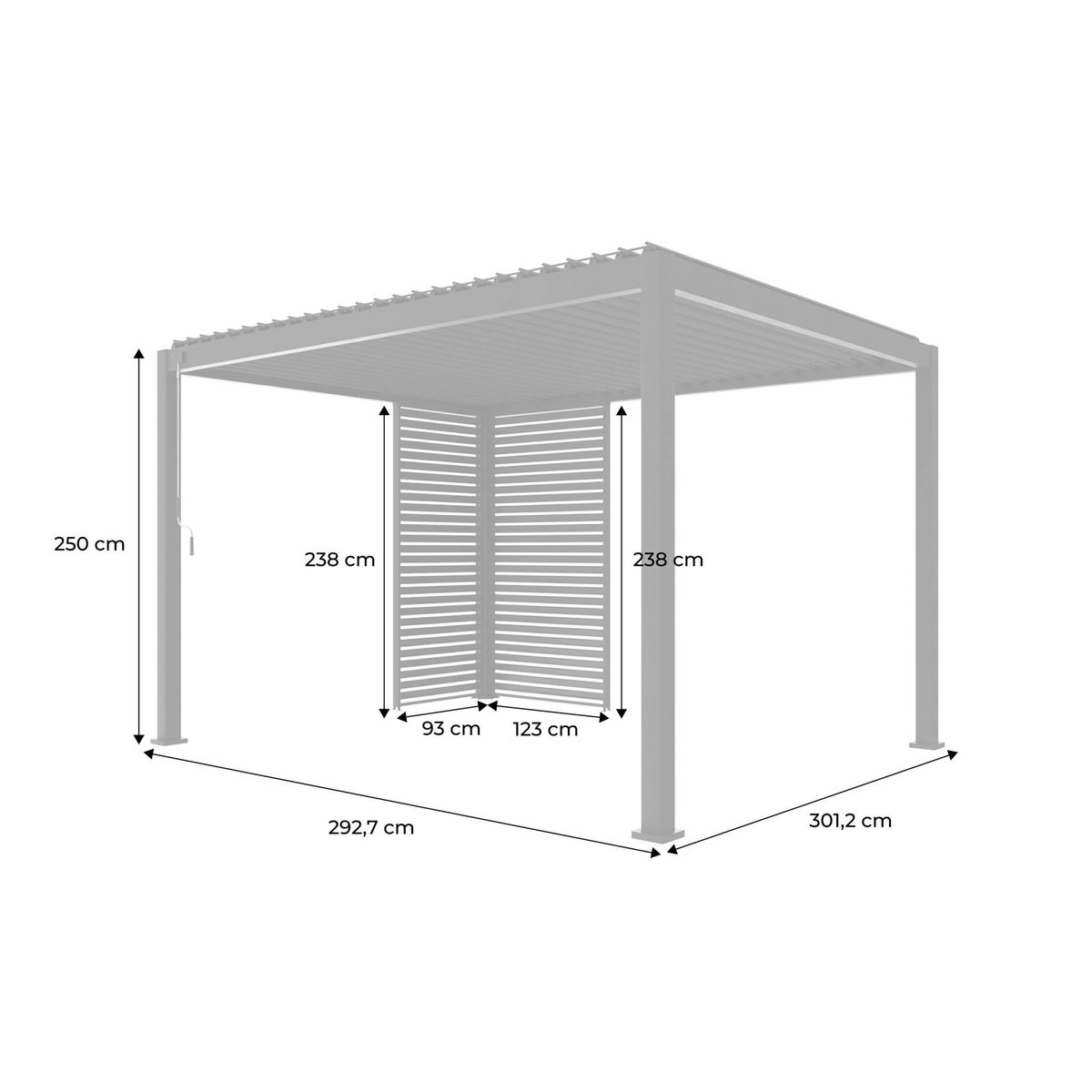 SWEEEK Pergola bioclimatique aluminium 4x3m + 1 persienne 100cm + 1 persienne 130cm Triomphe