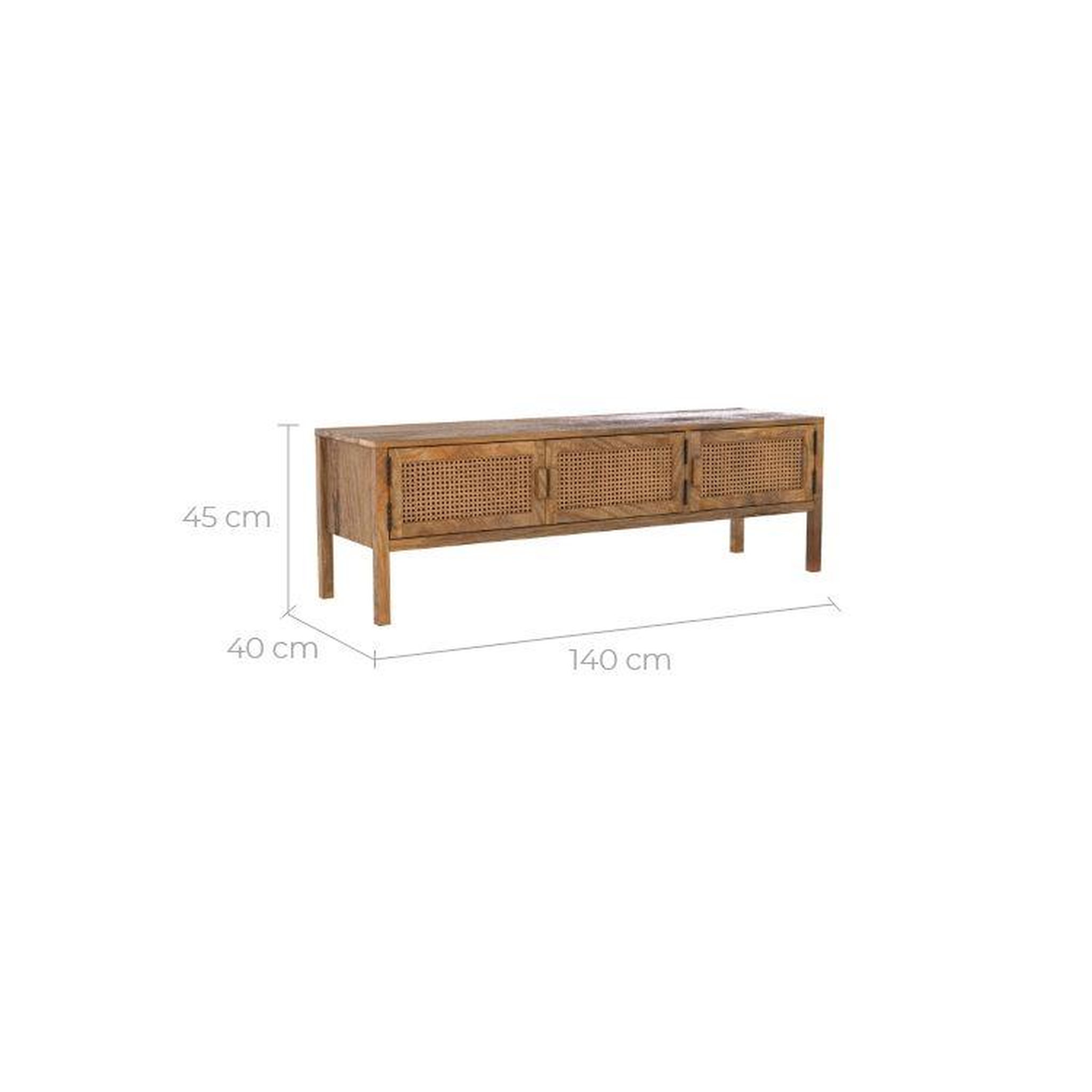 Voir la diapositive 4 : MAISON PAVANE Meuble tv en bois de manguier et cannage 140 cm-tiki