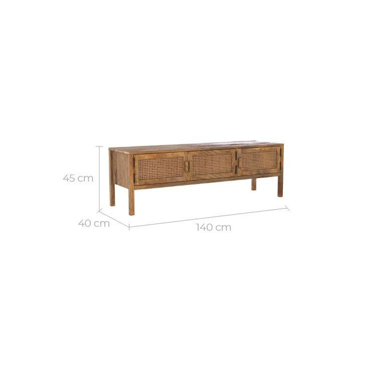 Rendez vous déco Meuble TV cannage et bois de manguier 140 cm-Tiki