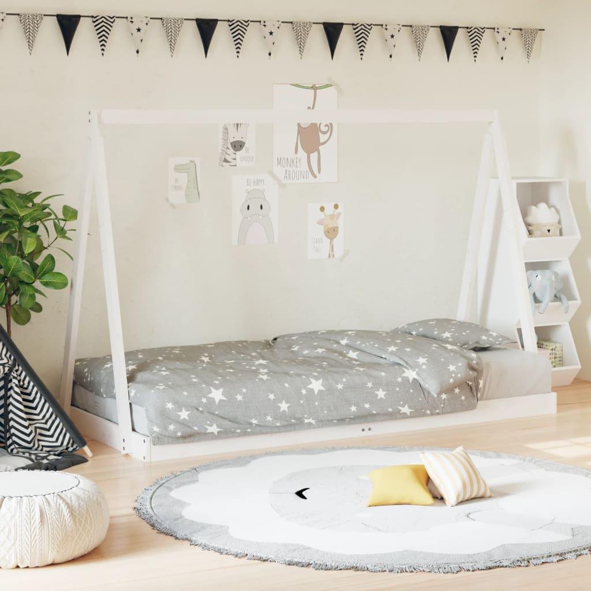 VIDAXL Cadre de lit pour enfants blanc 90x200 cm bois de pin massif