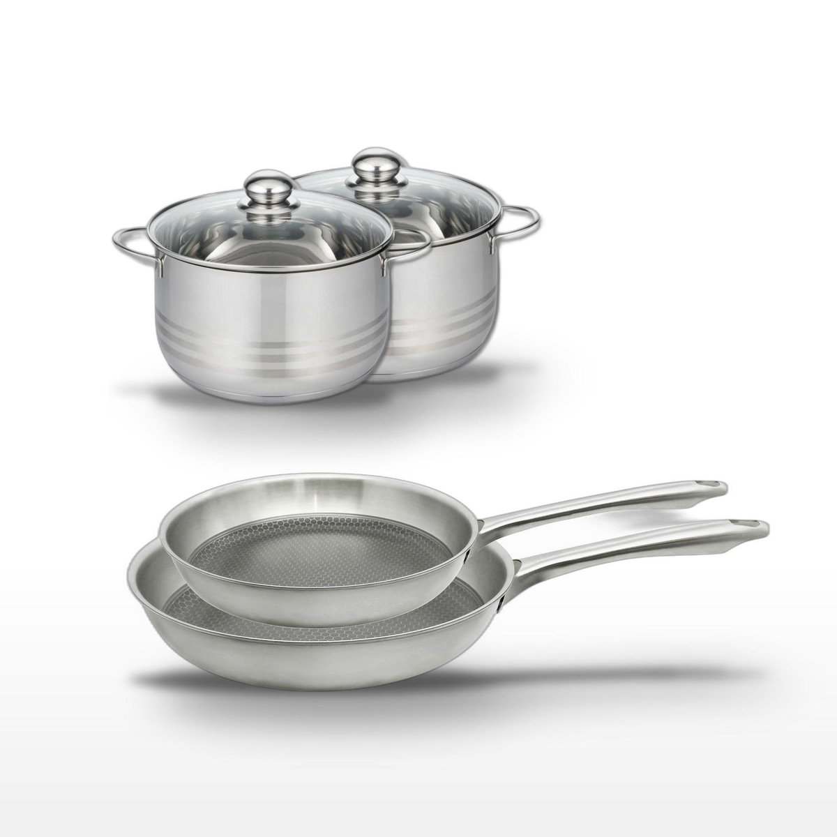 ELO Lot 2 Poêles 24/28cm & 2 Faitouts 20/24cm Elo Relief Passion