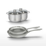 ELO Lot 2 Poêles 24/28cm & 2 Faitouts 20/24cm Elo Relief Passion