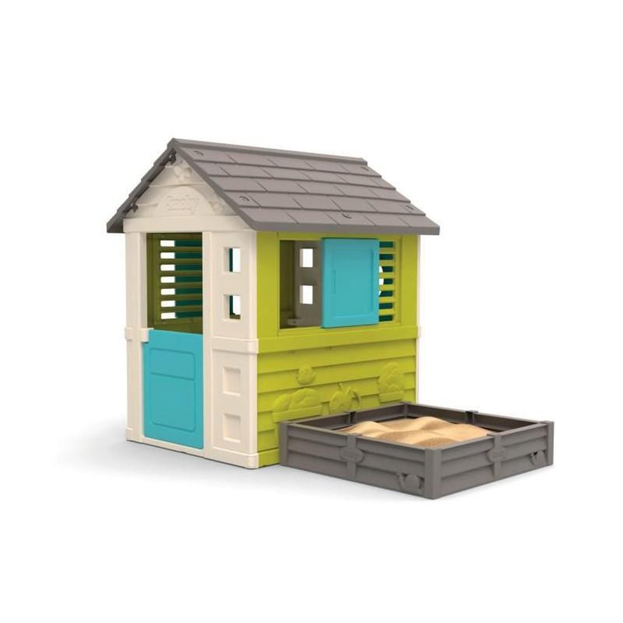 SMOBY SMOBY Maison Square + Bac a sable ou potager - Bache de fond fournie - 174x110x127 cm
