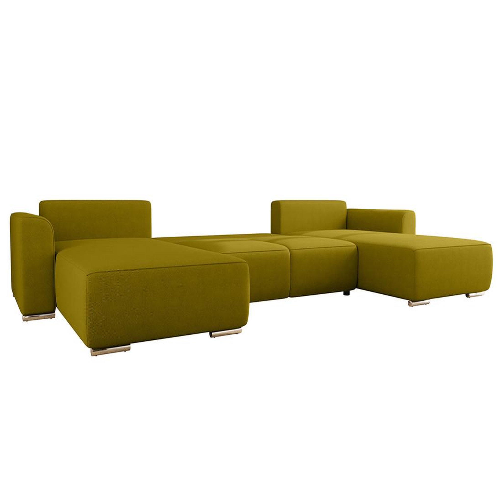 Voir la diapositive 4 : BEST MOBILIER Gabriel - canapé panoramique en u 7 places convertible avec coffre en tissu texturé
