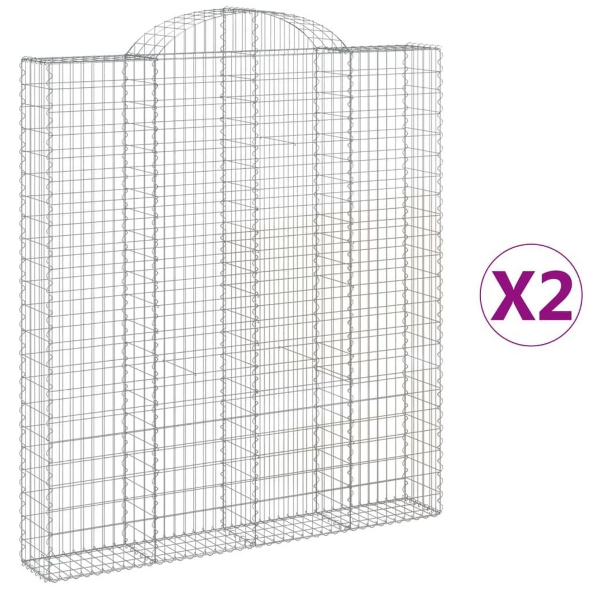 VIDAXL Paniers a gabions arques 2 pcs 200x30x220/240 cm fer galvanise