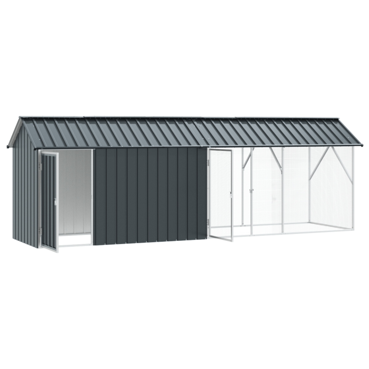 VIDAXL Aviary pour oiseaux avec extension anthracite 112x442x141 cm en acier