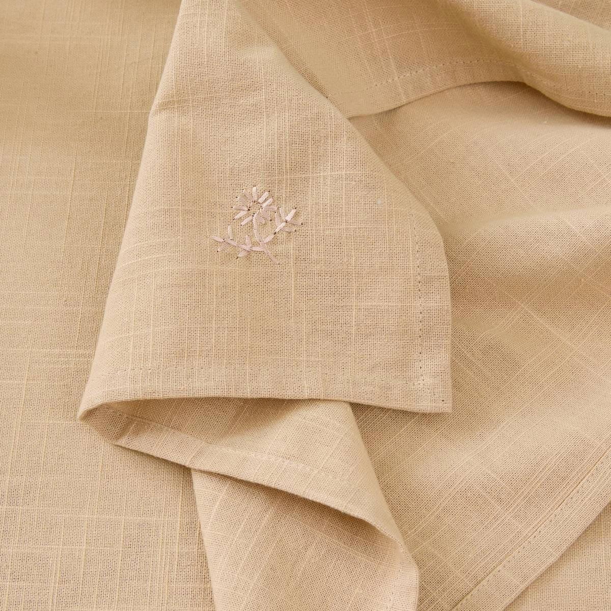 Voir la diapositive 2 : ATMOSPHERA Lot de 4 serviettes de table brodé  joy  40x40cm beige lin