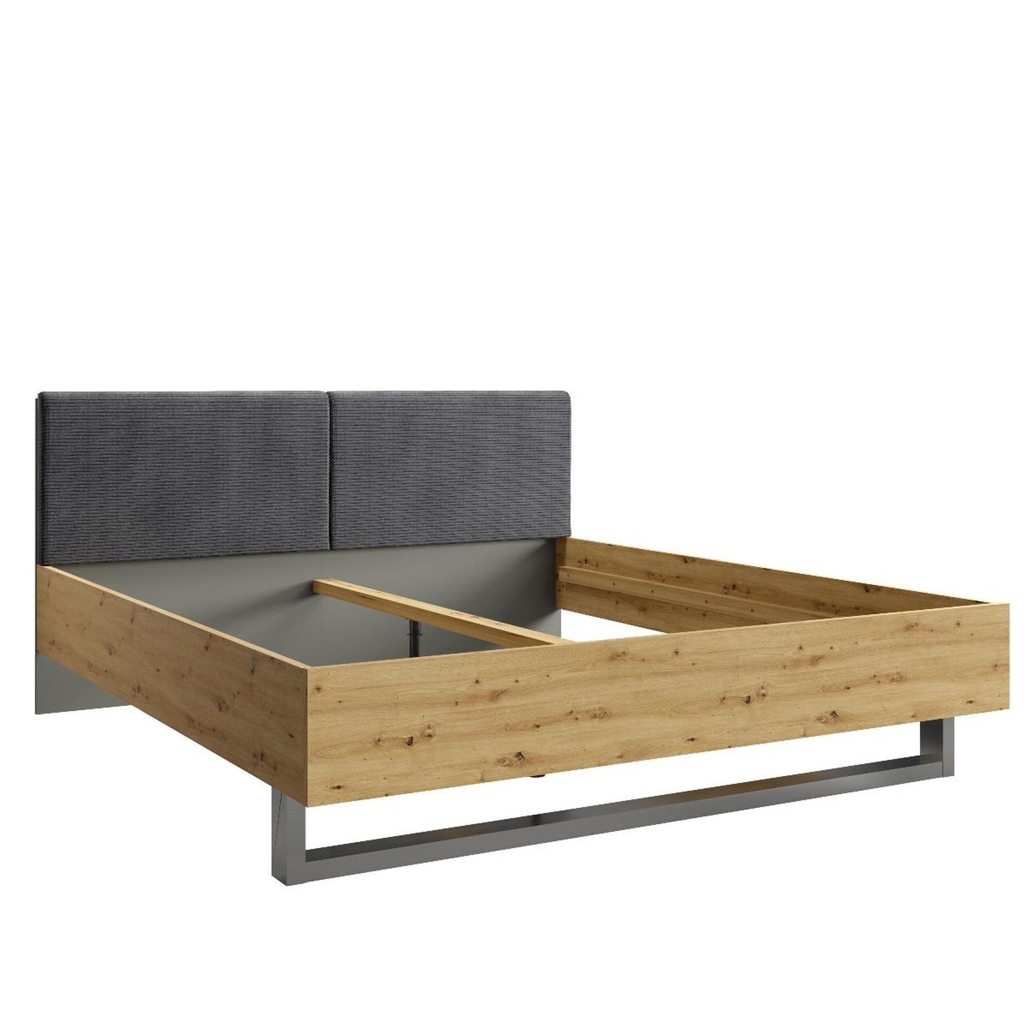 Voir la diapositive 4 : JLC KREATION Lit adulte moderne bois et tissu 160x200cm MURANO