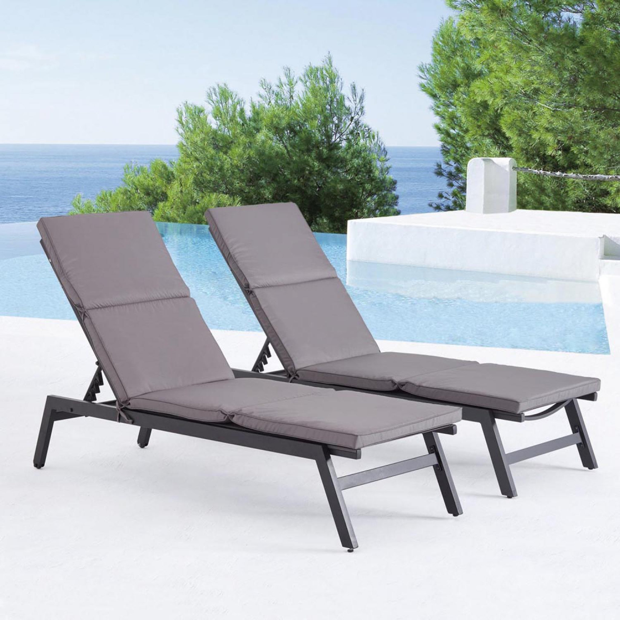Voir la diapositive 4 : CONCEPT USINE Lot de 2 coussins pour transat gris LUANA