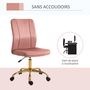 Voir la diapositive 5 : VINSETTO Vinsetto Chaise de bureau style Art déco hauteur réglable pivotante 360° piètement métal doré velours rose poudré