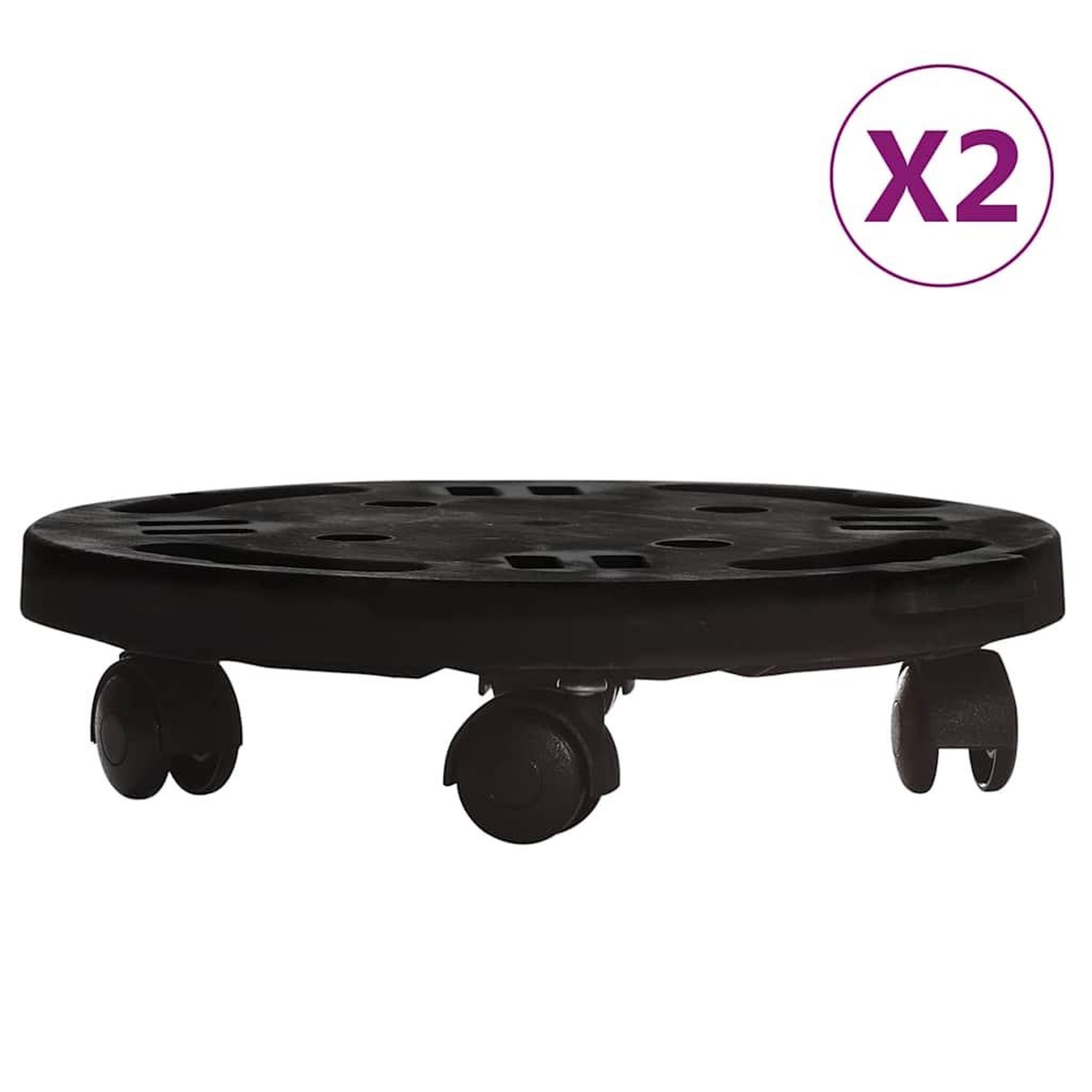 VIDAXL Chariots a plantes avec roues 2 pcs Diametre 30 cm Noir 170 kg