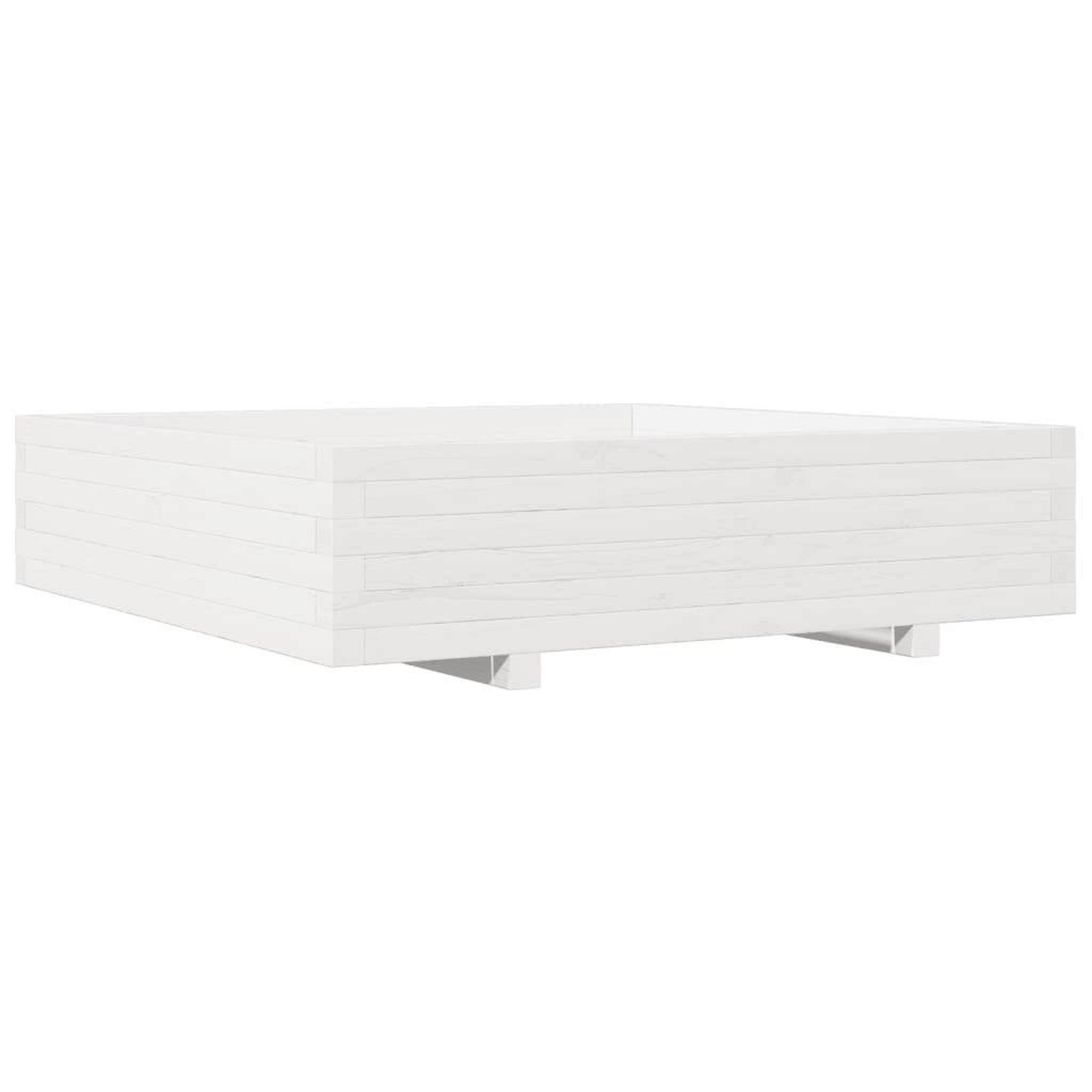 Voir la diapositive 2 : VIDAXL Jardiniere blanc 100x100x26,5 cm bois de pin massif
