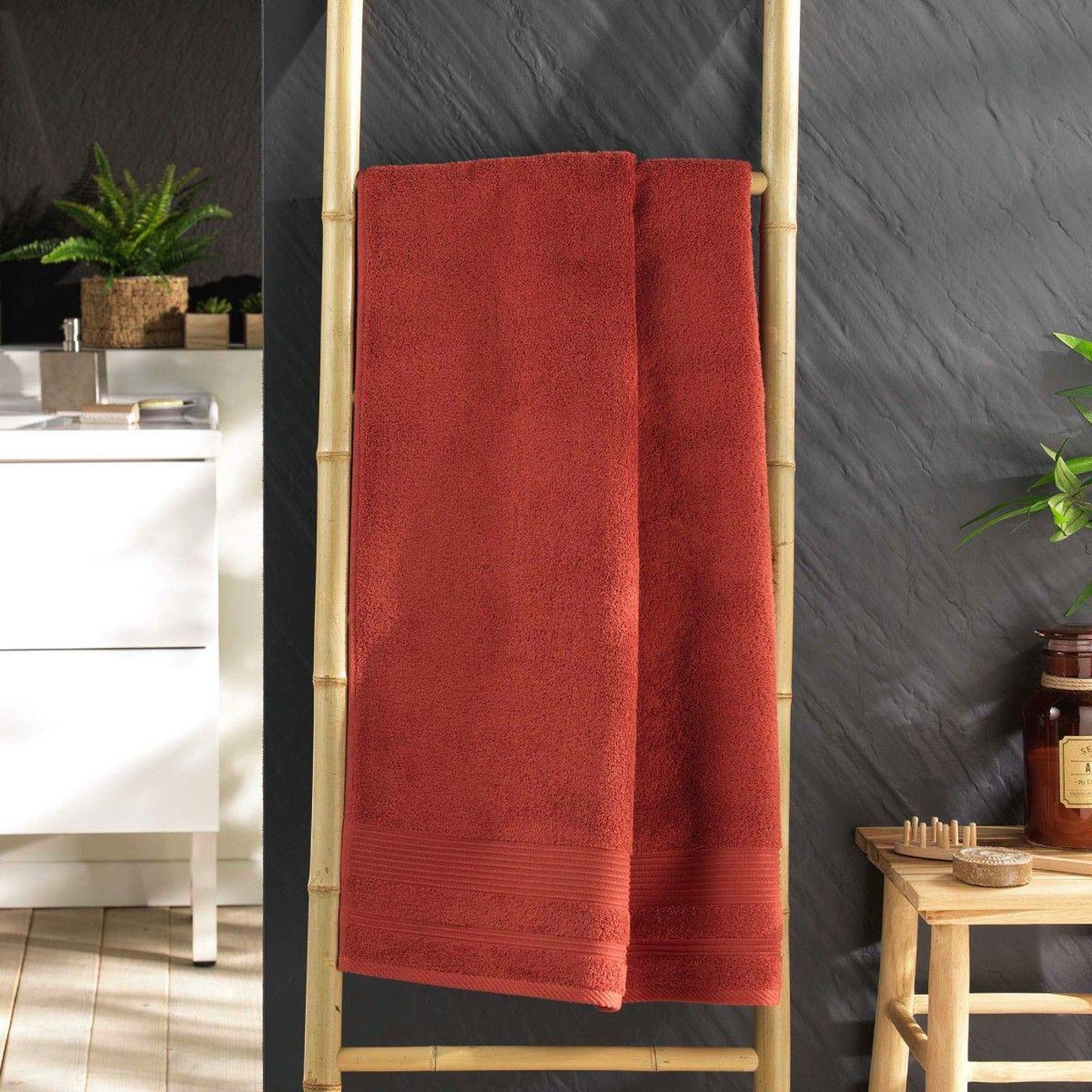 Voir la diapositive 3 : Douceur d'Intérieur Drap de douche  tendresse  70x130cm terracotta