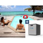 Habitat et Jardin Piscine bois   Cordoue   - 3.48 x 2.15 x 1.18 m + Mini pompe à chaleur 3.5kW - Métal - Gris