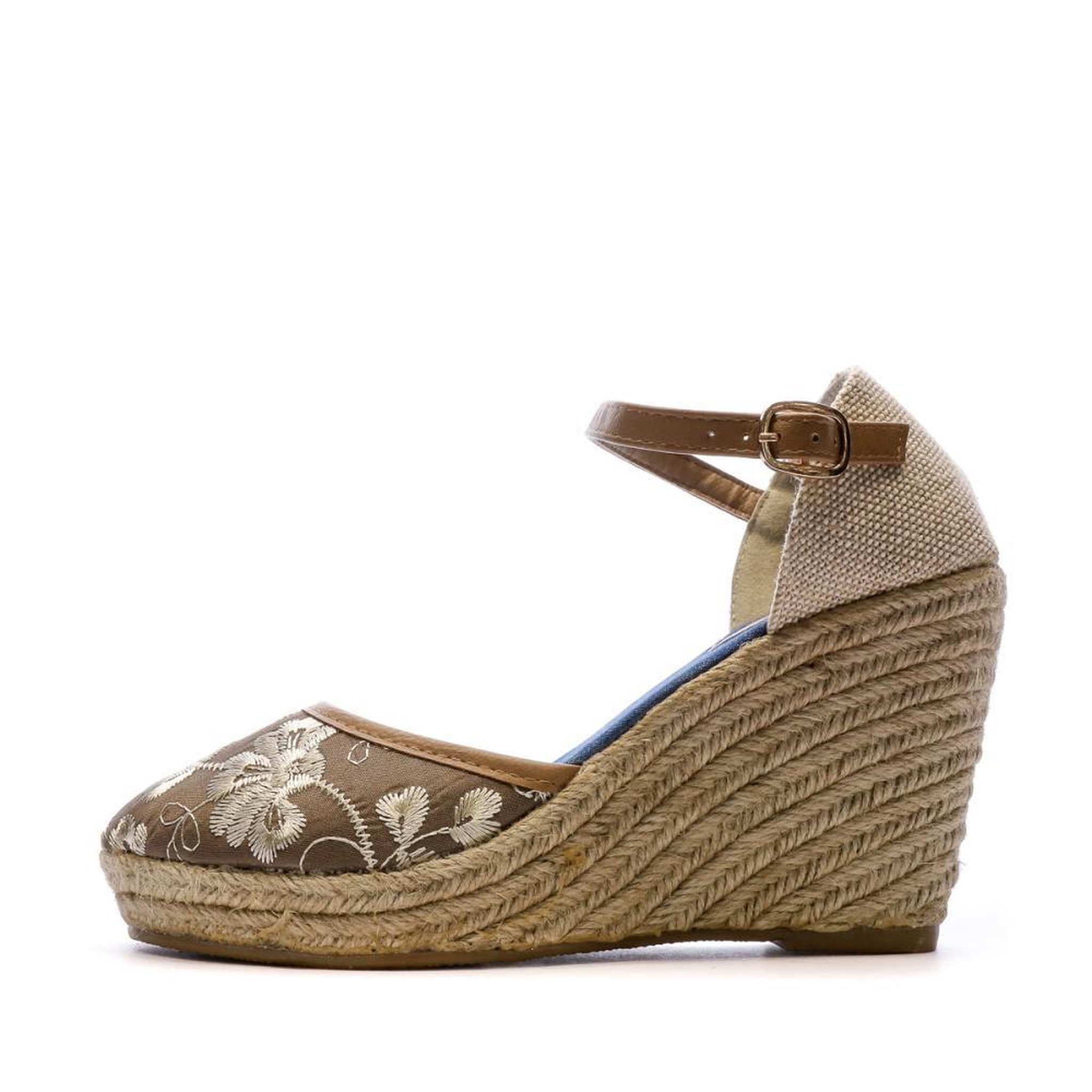 BEPPI Sandales Compensées /Fleurs Femme Beppi. Coloris disponibles : Marron