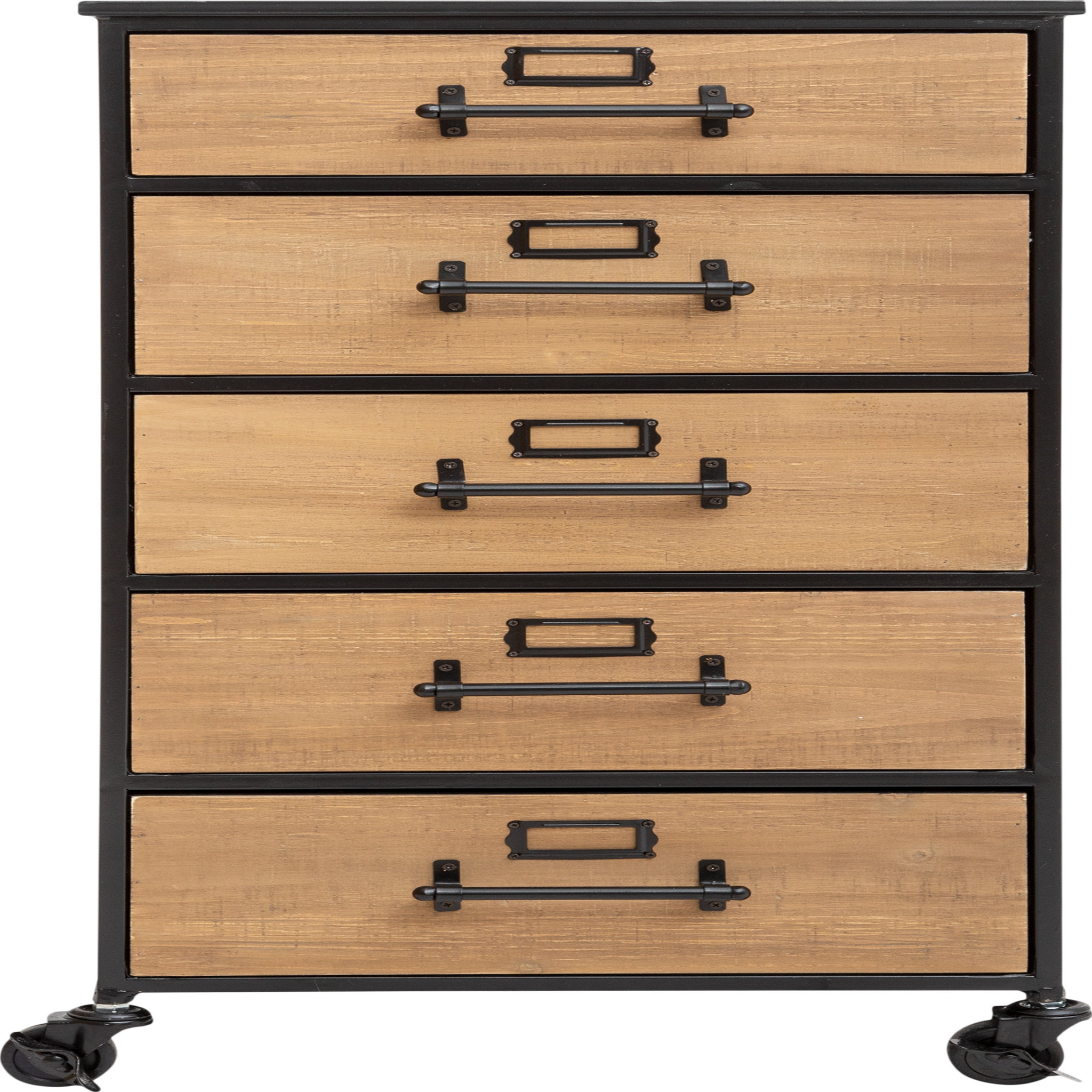 Voir la diapositive 2 : ATMOSPHERA Chiffonnier en métal et bois sur roulettes 5 tiroirs H87cm PARIS