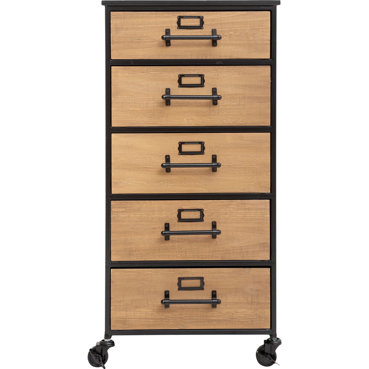 ATMOSPHERA Chiffonnier en métal et bois sur roulettes 5 tiroirs H87cm PARIS