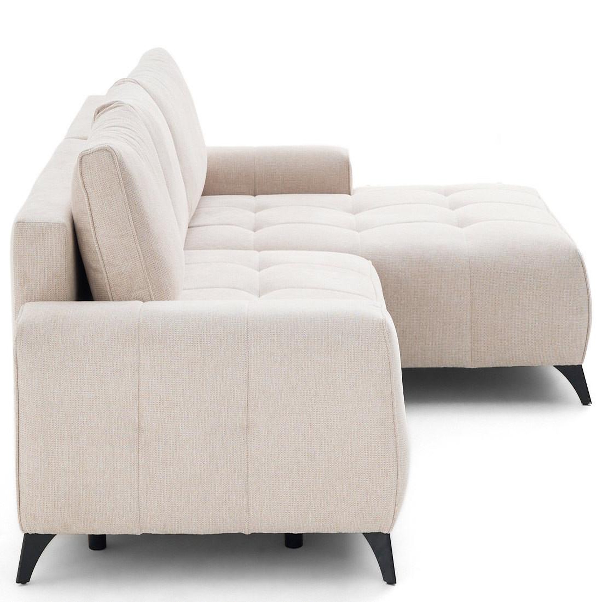 Voir la diapositive 4 : LISA DESIGN Rimini - canapé d'angle droit 4 places convertible avec coffre en tissu texturé