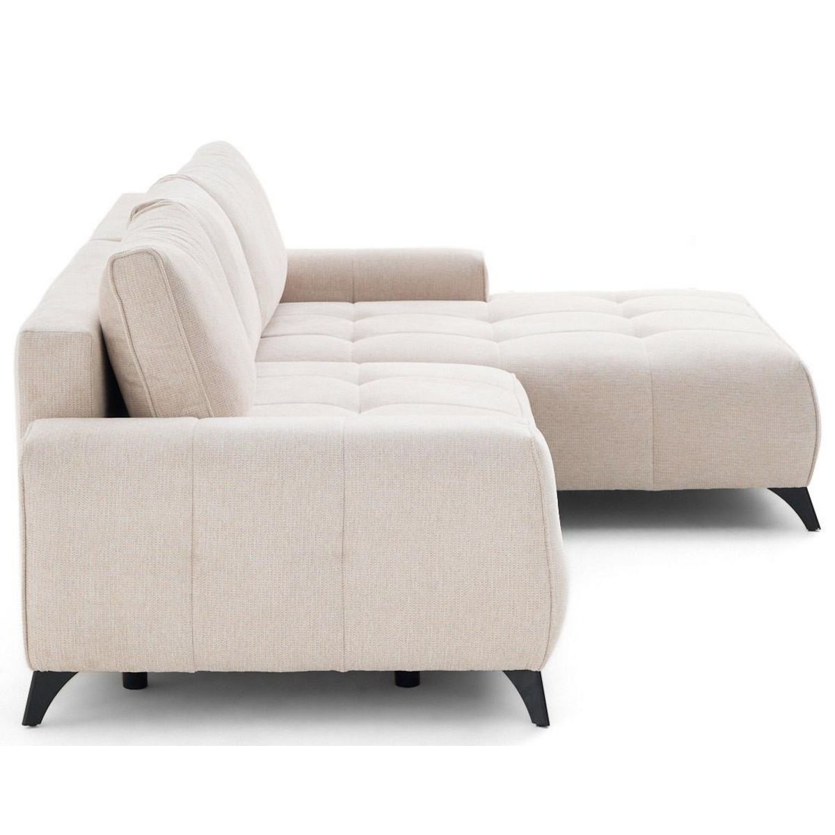 LISA DESIGN Rimini - canapé d'angle droit 4 places convertible avec coffre en tissu texturé