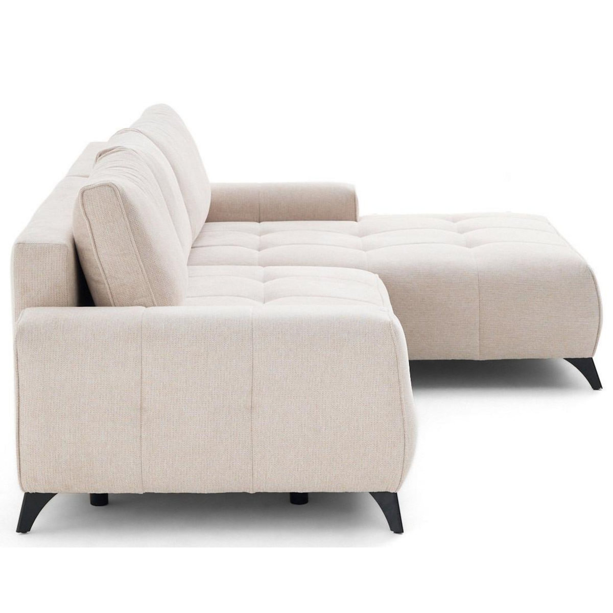 LISA DESIGN Rimini - canapé d'angle droit 4 places convertible avec coffre en tissu texturé