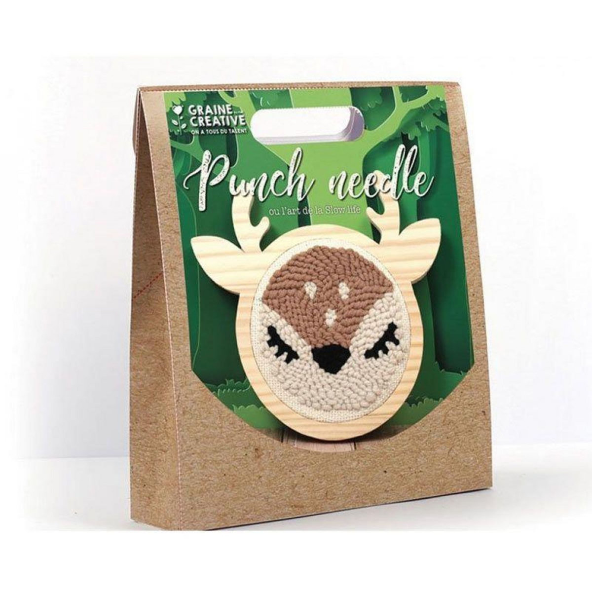 Graine créative Coffret punch needle - Petite biche ø 15 cm