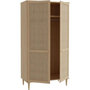 Voir la diapositive 5 : MARKET24 Armoire de chambre - 2 portes battantes - Décor Chene - Cannage - L110 x H208 x P54 cm - CALASETTA