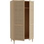 Voir la diapositive 5 : MARKET24 Armoire de chambre - 2 portes battantes - Décor Chene - Cannage - L110 x H208 x P54 cm - CALASETTA