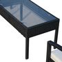 Voir la diapositive 6 : OUTSUNNY Outsunny Ensemble salon de jardin 4 places : canapé, 2 fauteuils et table basse plateau verre trempé résine tressée 4 fils  imitation rotin noir coussins blanc