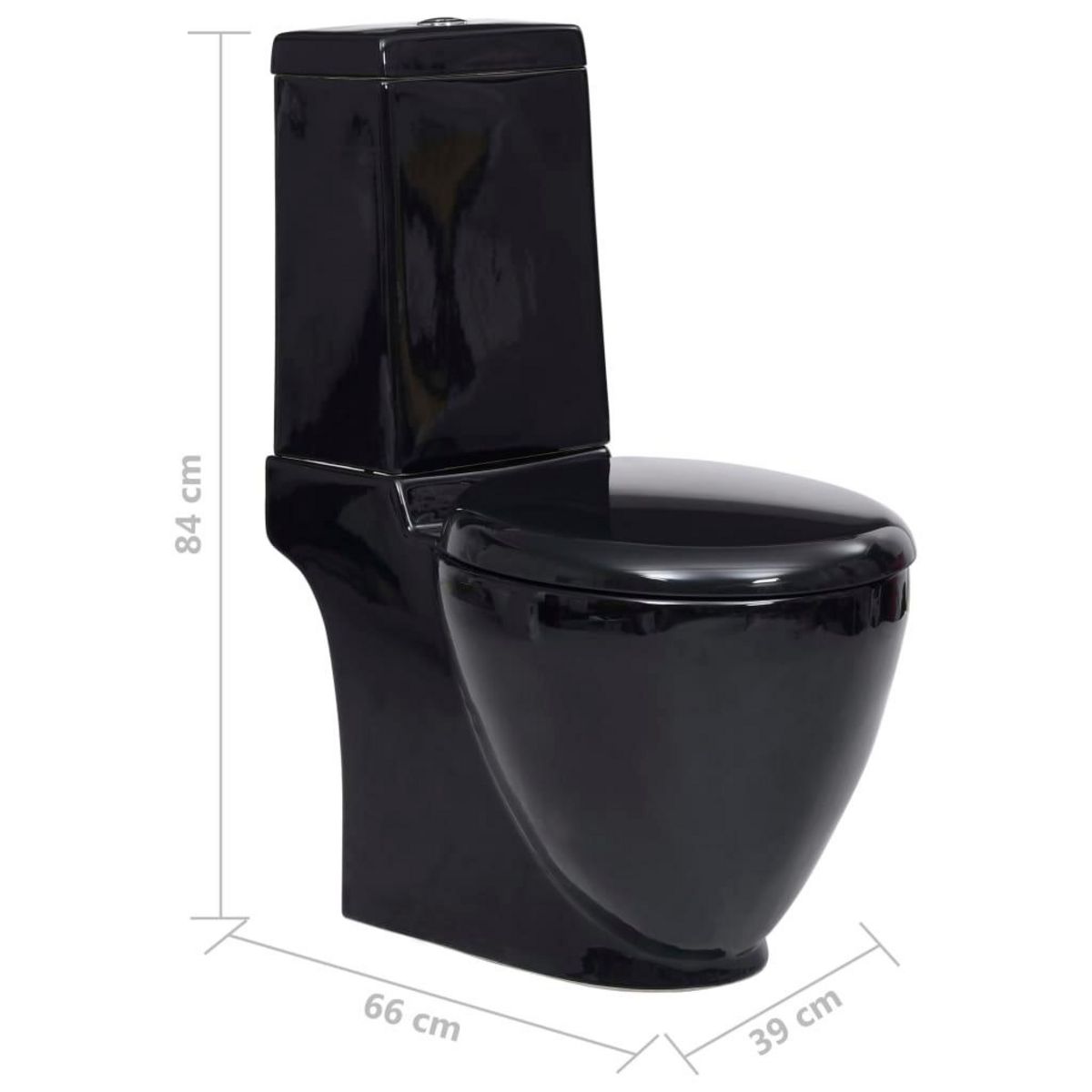 VIDAXL Toilette en ceramique Ronde Ecoulement d'eau au fond Noir