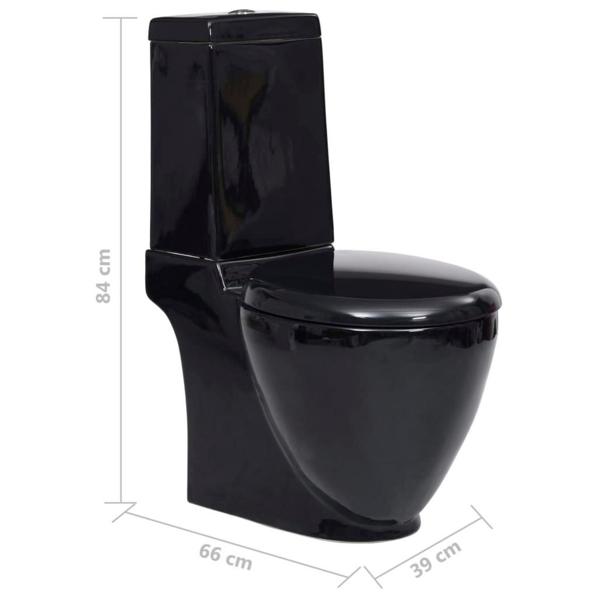 VIDAXL Toilette en ceramique Ronde Ecoulement d'eau au fond Noir