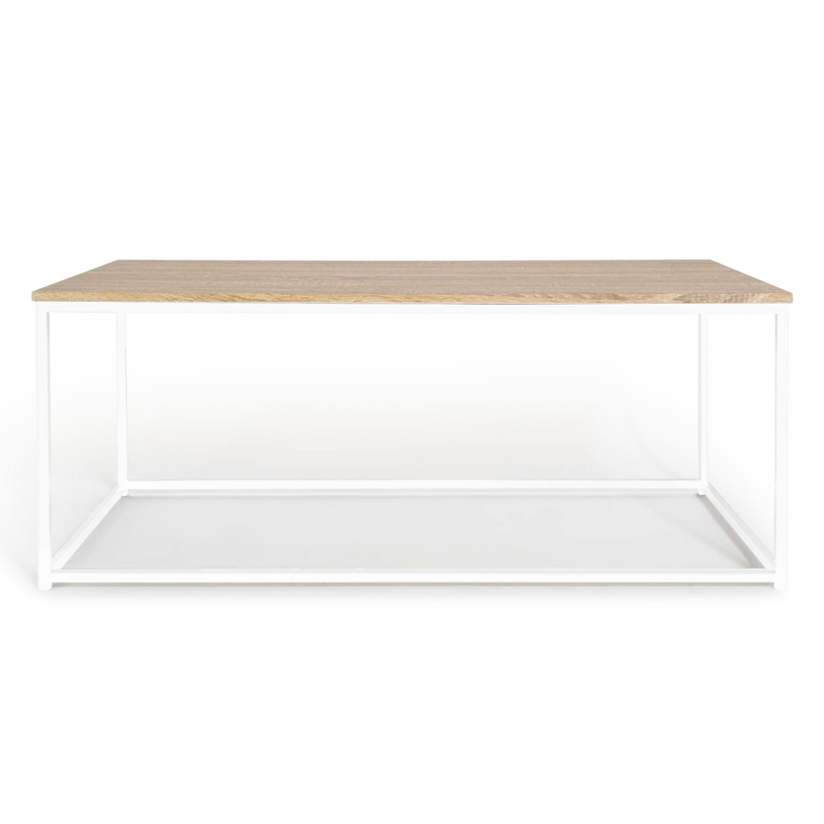 ID MARKET Table basse rectangulaire DETROIT 113 cm design industriel bois et métal blanc