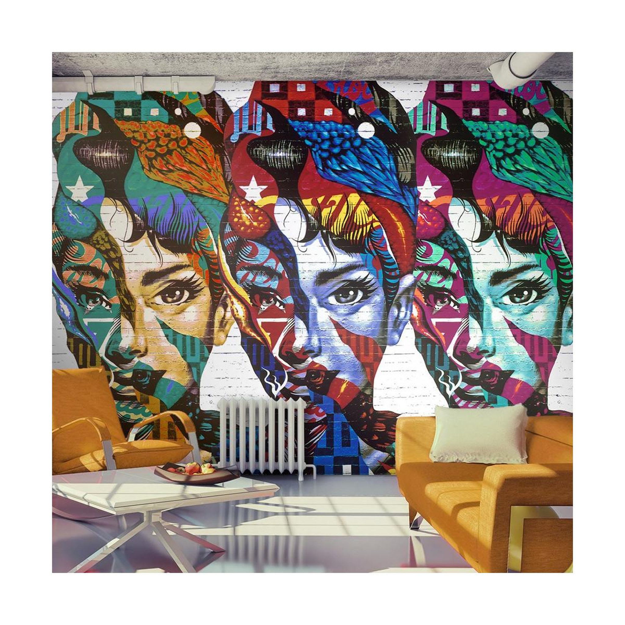 Paris Prix Papier peint  colorful faces. Coloris disponibles : Multicolore