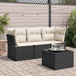 VIDAXL Salon de jardin 4 pcs avec coussins noir resine tressee
