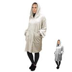 VIVEZEN Sweat plaid à capuche, couverture, pull - Flanelle - Adulte - Gris. Coloris disponibles : Gris, Beige