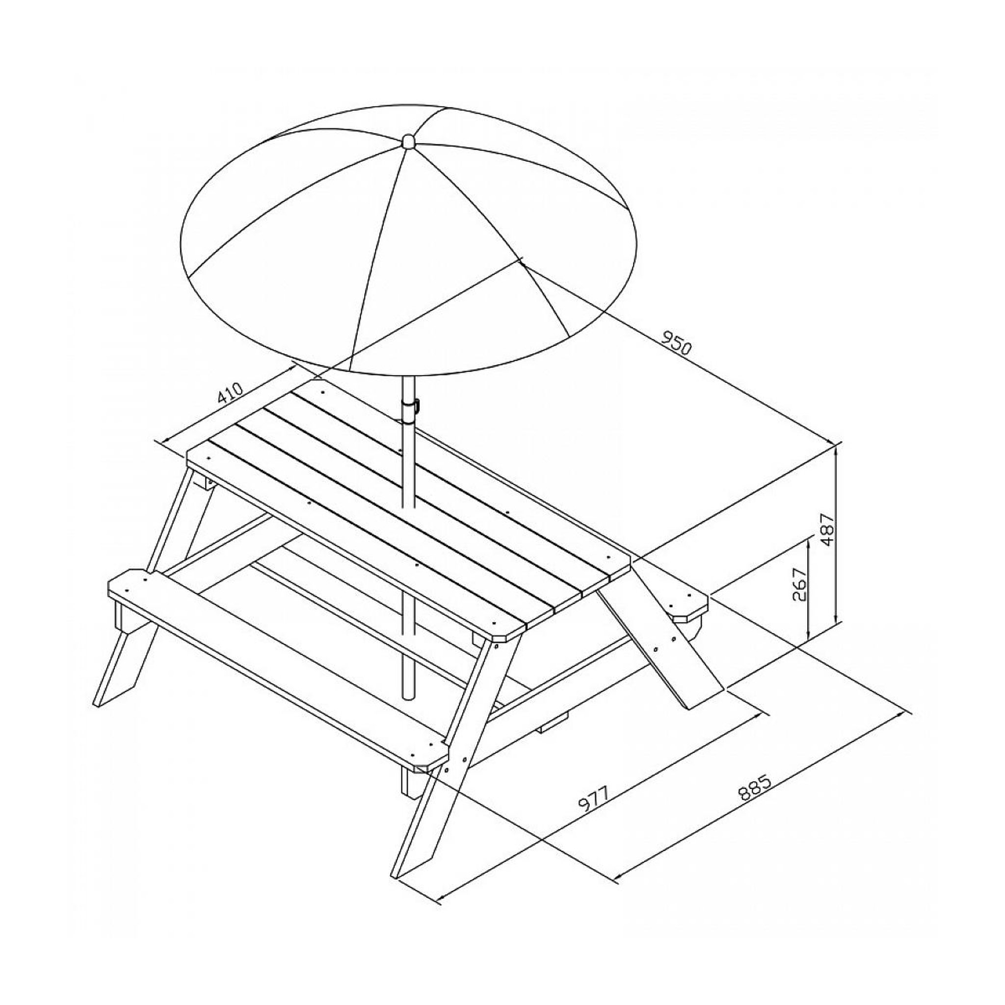 Voir la diapositive 3 : Axi House AXI Table Picnic NICK Brun Blanc avec parasol Bleu Blanc 98x95x49cm