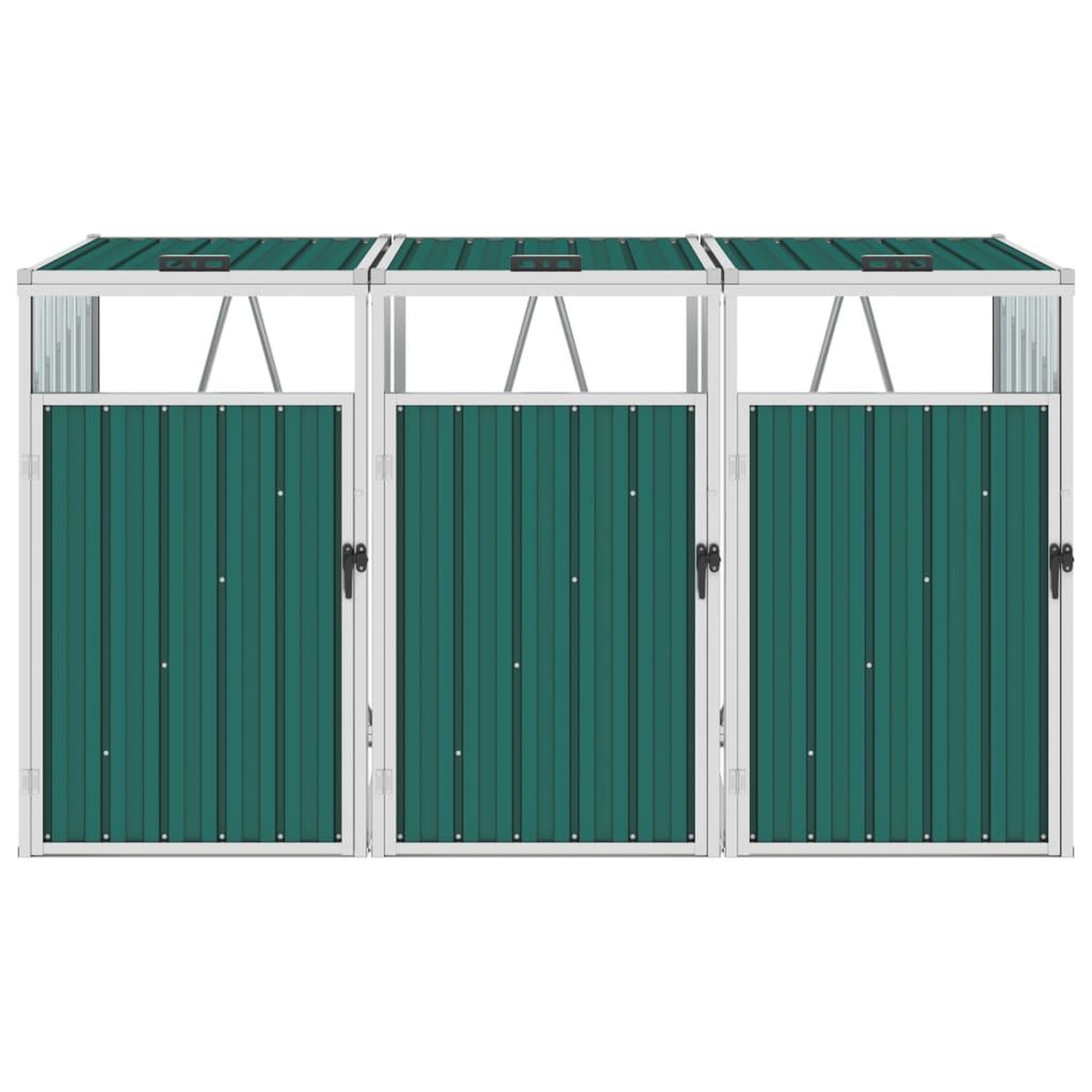 Voir la diapositive 2 : VIDAXL Abri de poubelle triple Vert 213x81x121 cm Acier